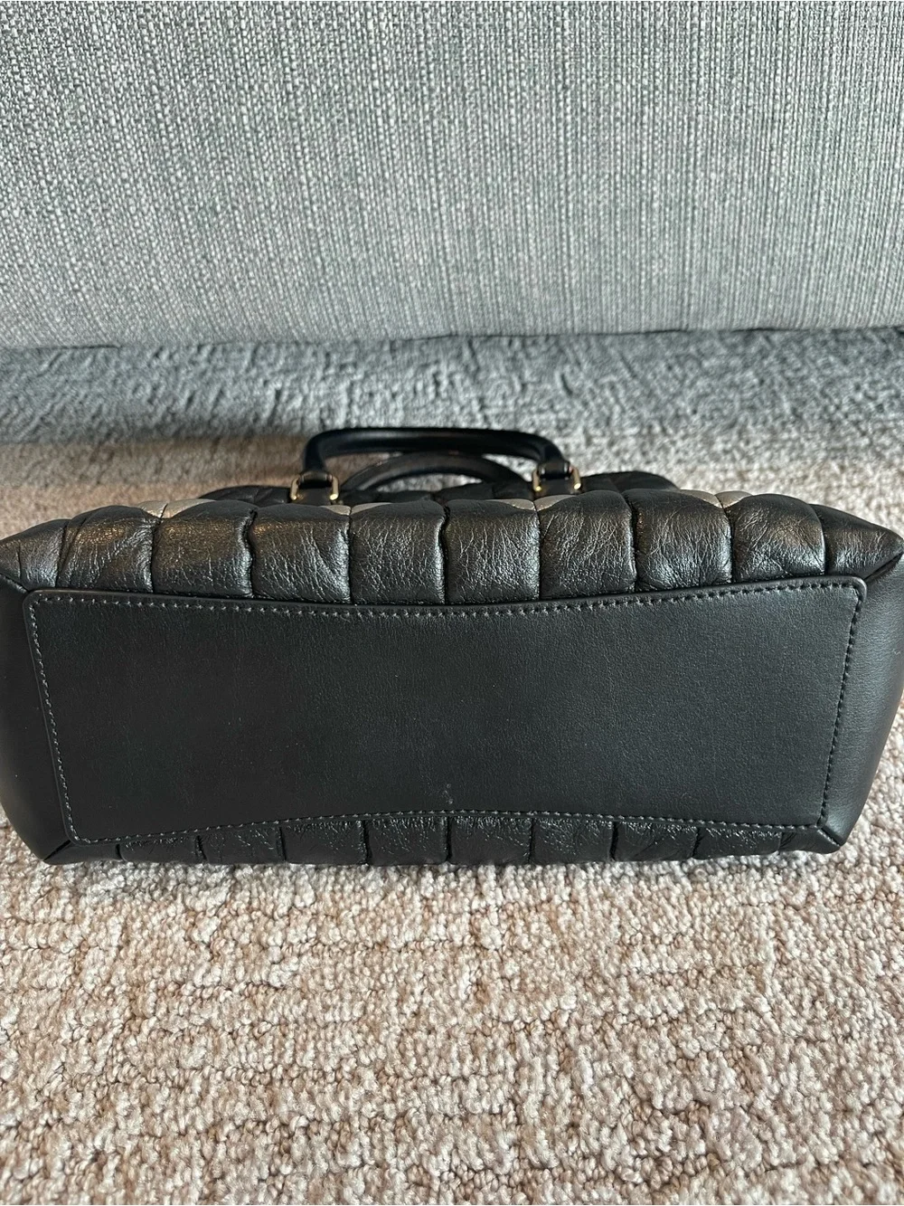 Coach Mini Sage Metallic Chevron Quilted Leather Satchel, Black Multi, F37372